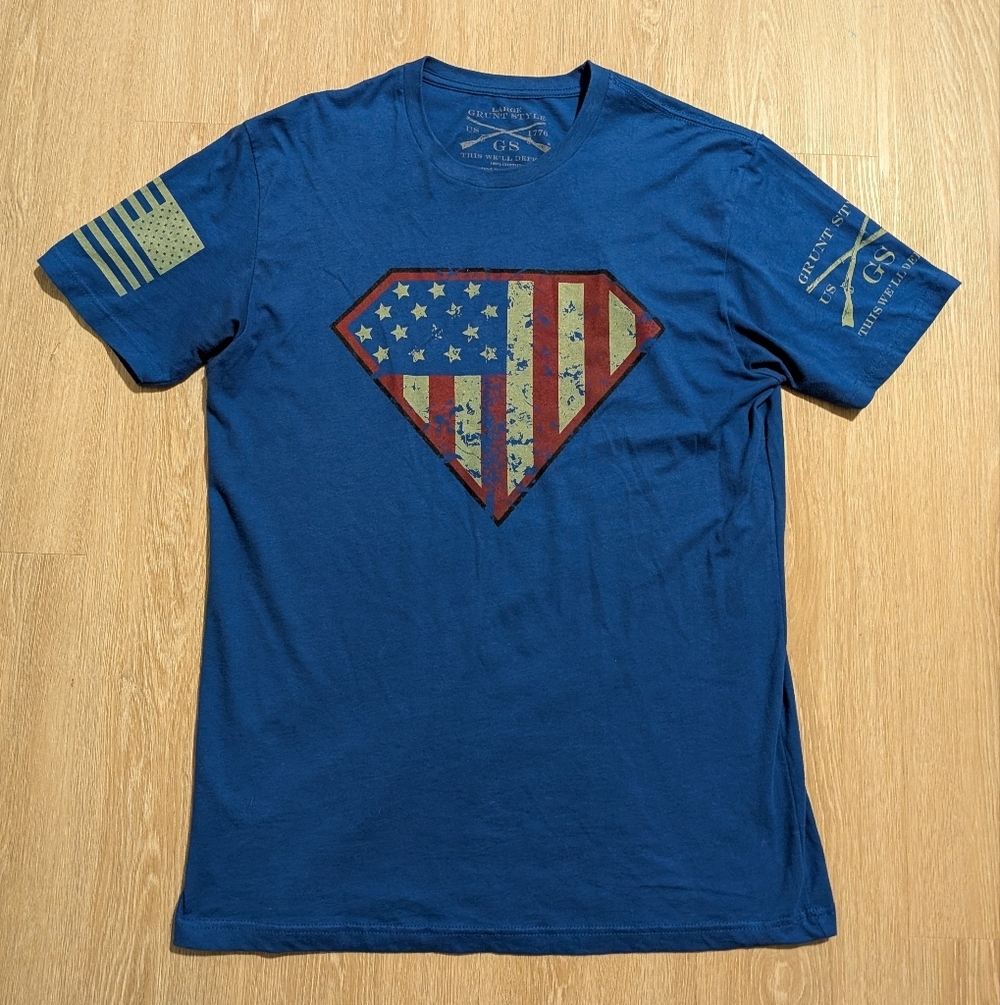 Grunt Style Shirt Men's Large Superman Short Sleeve
